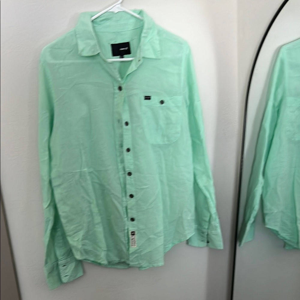 Hurley Green Casual Button Down Shirt Relaxed Fit